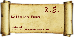 Kalinics Emma névjegykártya